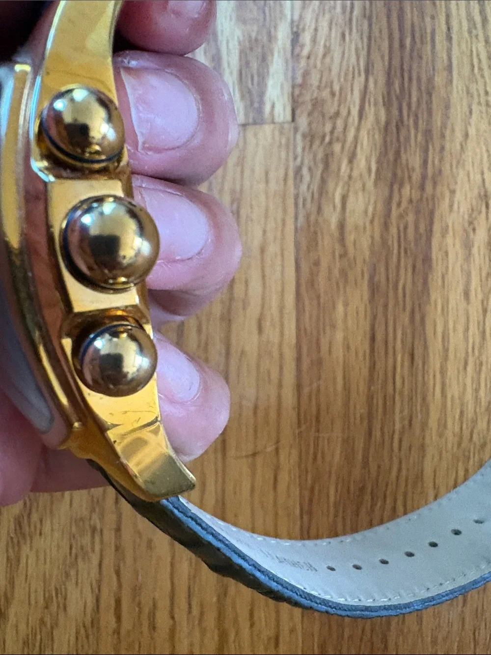 Invicta Gold-Tone Case Black Dial Watch with Black Leather Strap